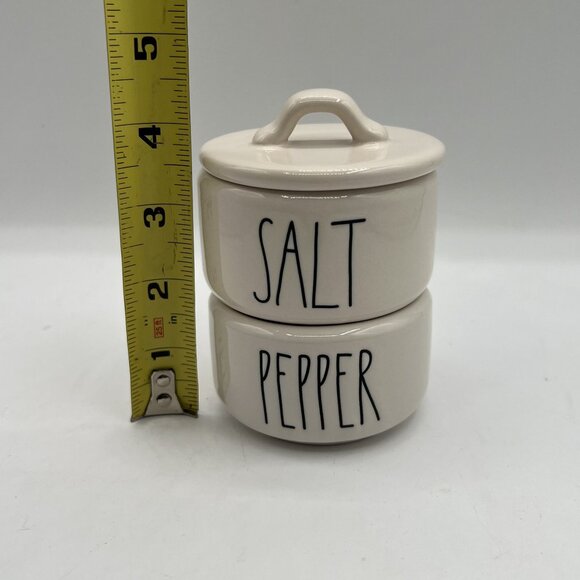 Rae Dunn by Magenta NEW Salt & Pepper Stacking Cellar Set Artisan Collection - Picture 6 of 8
